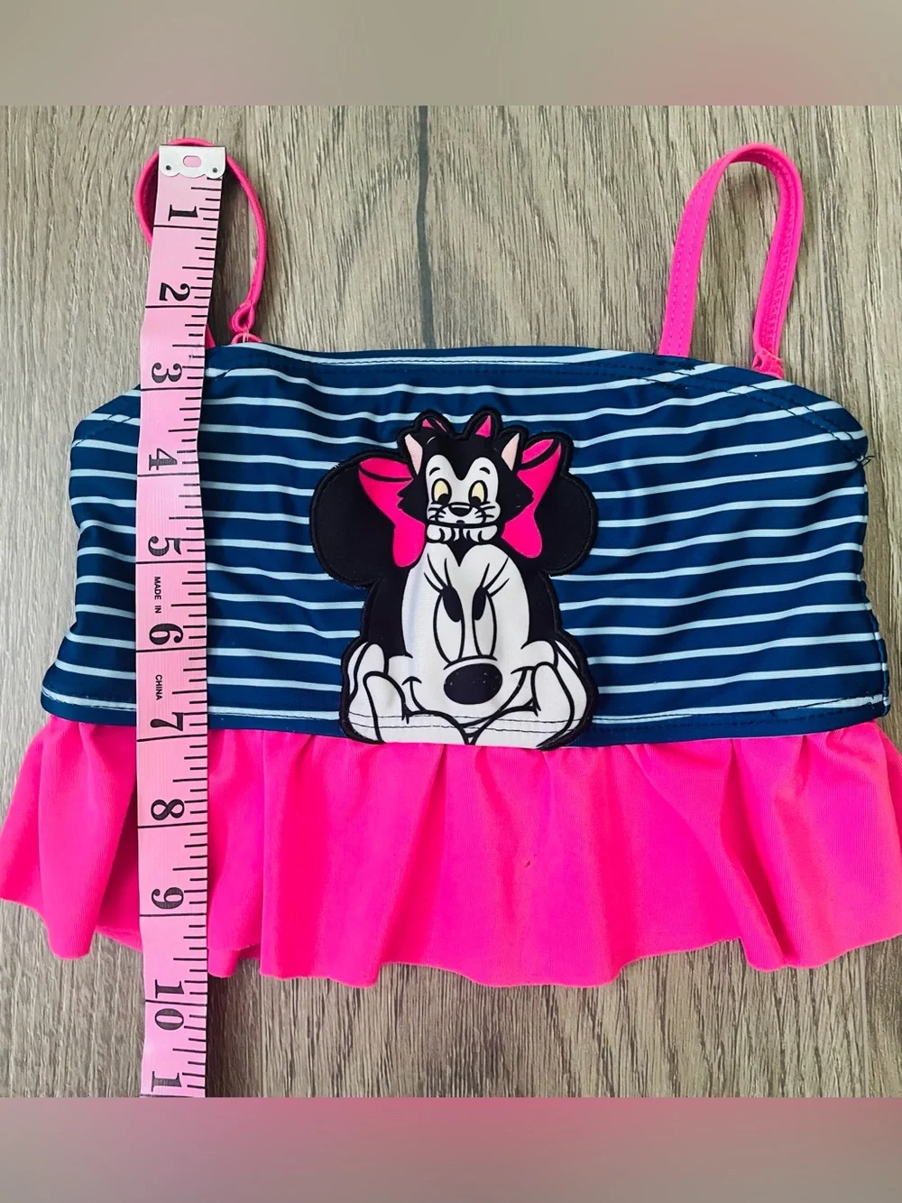 Disney Toddler Girl Two Piece Swimsuit 4 Blue Pink Minnie Mouse Stars Stripes